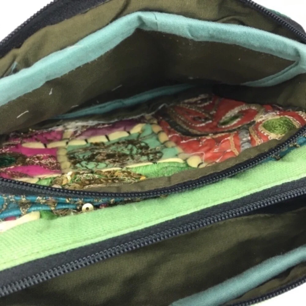 BLUE SKY Boho Mini Crossbody Bag Beads Sequin Embroidered Fairy Phoebe Buffay